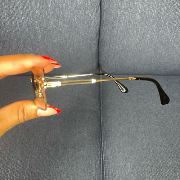 Gold Rimless Rectangular Glasses - Picture 4 of 6